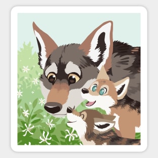 Red Wolf Family Sticker